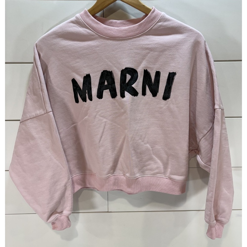 Marni Cropped Sweatshirt Crop Top Women's Size 38 Light Pink Pullover